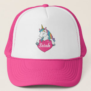 Cute Unicorn Personalized Name Trucker Hat