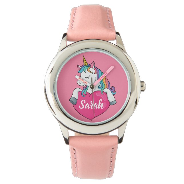 Cute Unicorn Personalized Name   Watch (Front)