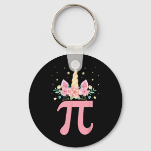 Cute Unicorn Pi Day Floral Kids Boys Girls Math Te Keychain