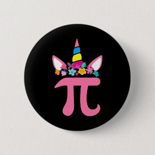 Cute Unicorn Pi Math Pun Pi Day Math Science Cute 2 Inch Round Button