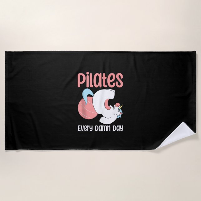 Cute Unicorn Pilates Tank Top Beach Towel (Front)