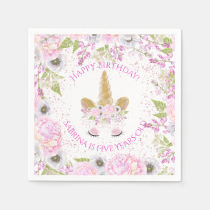 Cute Unicorn Pink Birthday Party WhimsicalArtwork™ Napkin