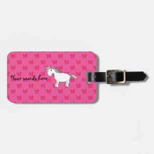 Cute unicorn pink butterflies luggage tag