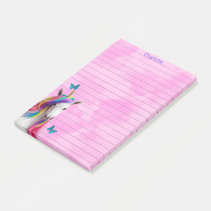 Cute Unicorn Pink Clouds Lined Pink Post It Notes