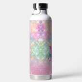 cute unicorn pink faux glitter rhinestone monogram water bottle (Right)