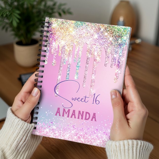 Cute unicorn pink glitter birthday monogram planner (Creator Uploaded)