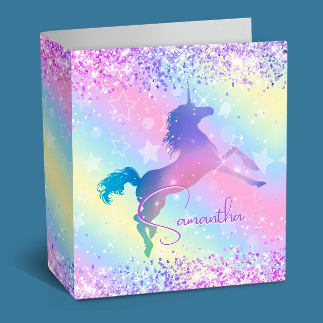 Cute unicorn pink Glitter rainbow art monogram Not Binder (Creator Uploaded)