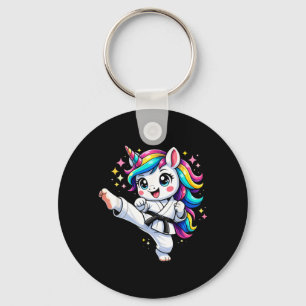 Cute Unicorn Playing Karate Taekwondo Unicorn Keychain