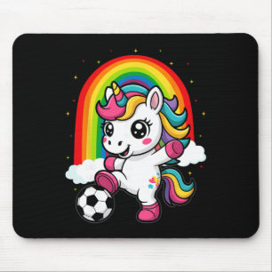 Cute Unicorn Playing Soccer _1 Mouse Pad