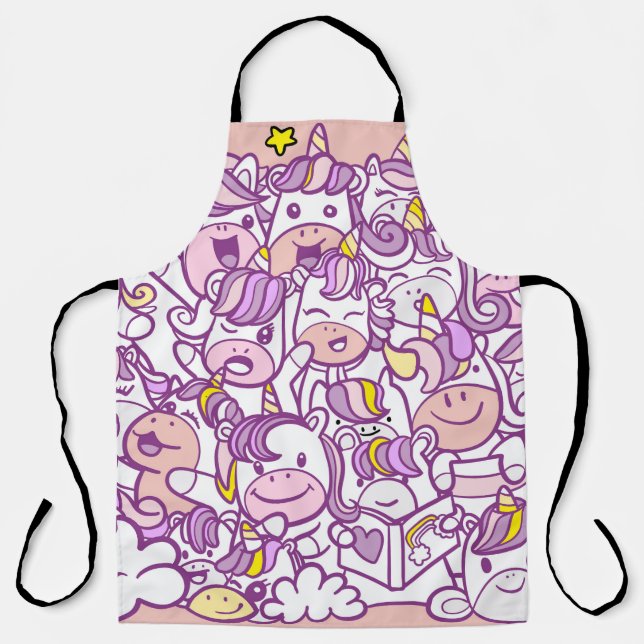 Cute Unicorn Pony: Magic Doodle Collection Apron (Front)
