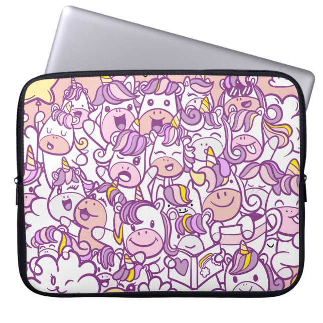 Cute Unicorn Pony: Magic Doodle Collection Laptop Sleeve (Front)