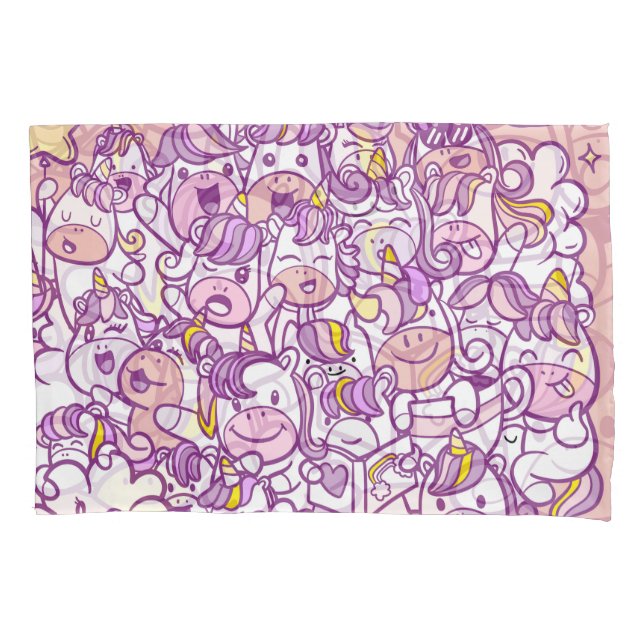 Cute Unicorn Pony: Magic Doodle Collection Pillowcase (Front)