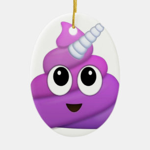 Cute Unicorn Poop emoji Ceramic Ornament