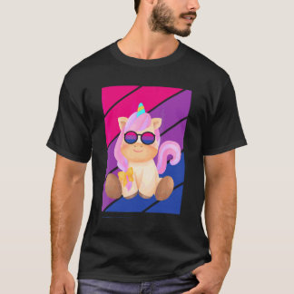 Cute Unicorn Pride Bisexual Flag Lgbtq Proud Ally  T-Shirt