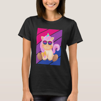 Cute Unicorn Pride Bisexual Flag Lgbtq Proud Ally  T-Shirt