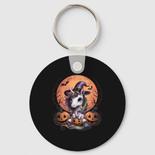 Cute Unicorn Pumpkin Girls Kids Funny Halloween Co Keychain