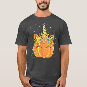 Cute Unicorn Pumpkin Halloween Costumes Funny Gift T-Shirt