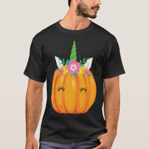 Cute Unicorn Pumpkin Halloween Thanksgiving costum T-Shirt