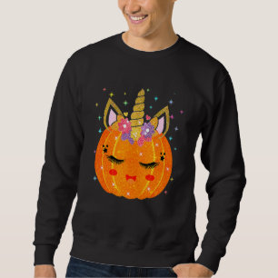 Cute Unicorn Pumpkin Halloween Thanksgiving Kids G Sweatshirt