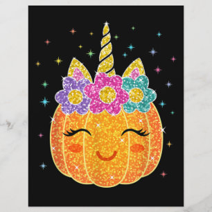 Cute Unicorn Pumpkin Halloween Thanksgiving Letterhead