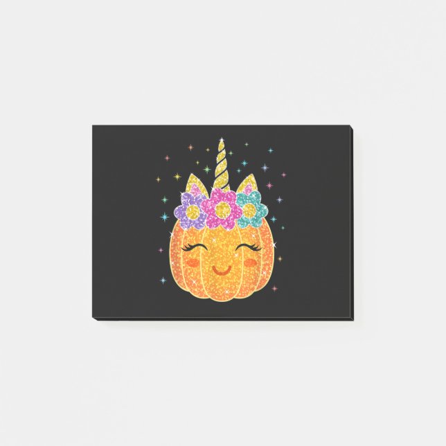 Cute Unicorn Pumpkin Halloween Thanksgiving Post-it Notes (Front)