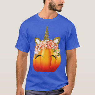 Cute Unicorn Pumpkin Halloween Thanksgiving  T-Shirt