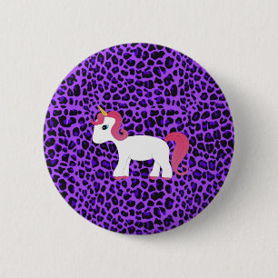 Cute unicorn purple leopard 2 inch round button