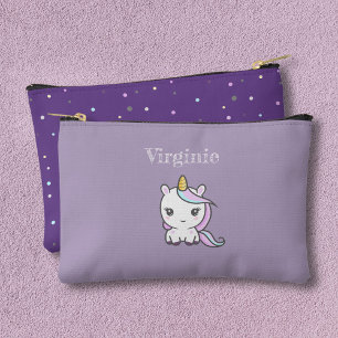 Cute Unicorn Purple Zipped Pouch