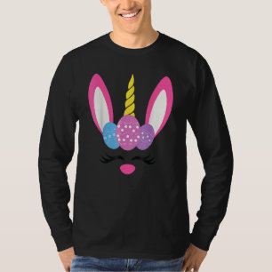 Cute Unicorn Rabbit Face Easter Day Girls Kids T-Shirt