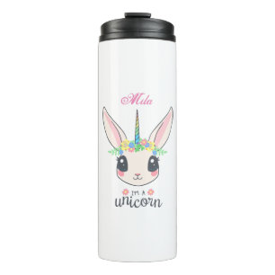 Cute unicorn rabbit  thermal tumbler