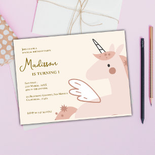 Cute Unicorn Rainbow Anniversaire Fête Invitation