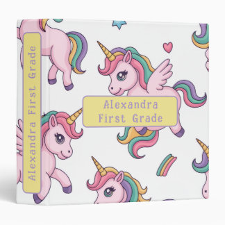 Cute Unicorn Rainbow Binder