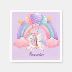 Cute Unicorn Rainbow Colourful Kids Personalized Napkin