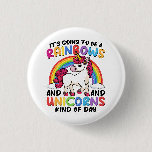 cute unicorn rainbow funny 1 inch round button