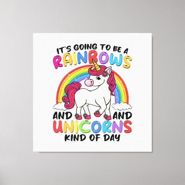 Cute Unicorn Rainbow Funny Canvas Print (Front)