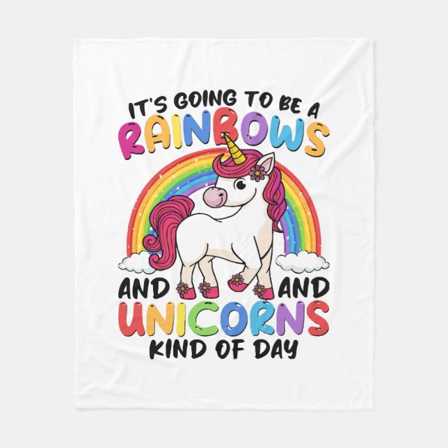 cute unicorn rainbow funny fleece blanket (Front)