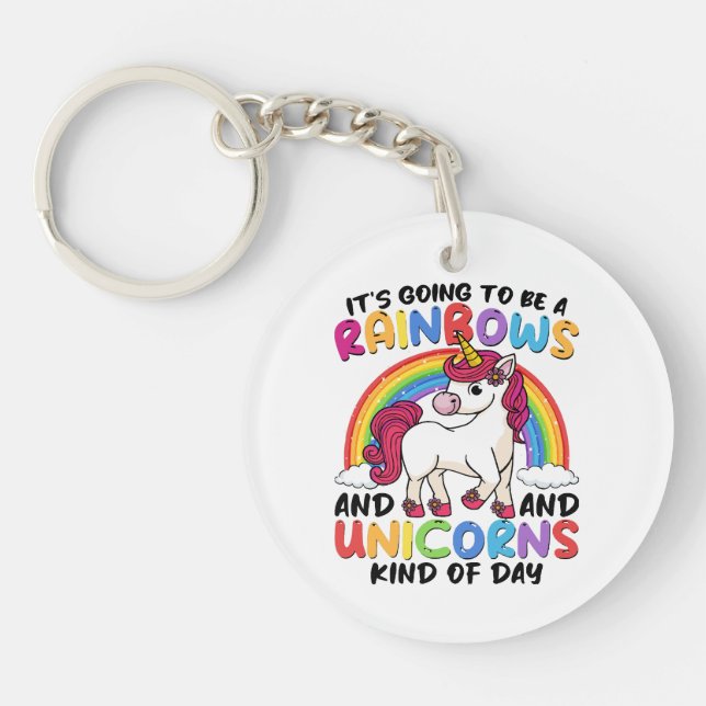 cute unicorn rainbow funny keychain (Front)