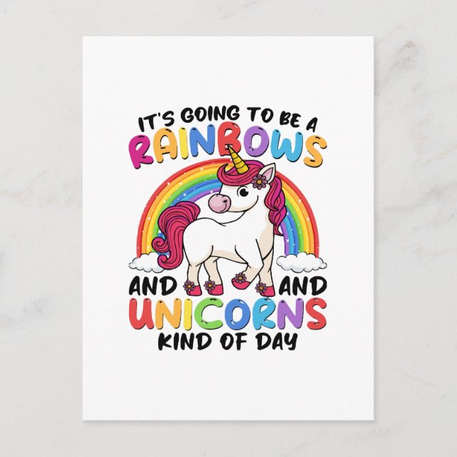 cute unicorn rainbow funny postcard (Front)