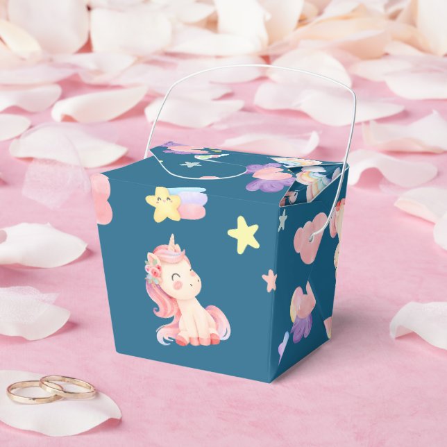 Cute Unicorn Rainbow heart balloon star pattern Favor Box (Wedding)
