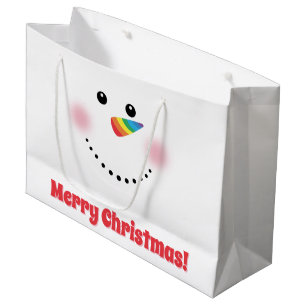 Cute Unicorn Rainbow Horn Nose Snowman Large Gift Bag