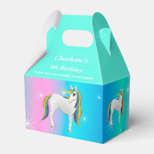 Cute Unicorn Rainbow Magical Birthday Party Favor Box