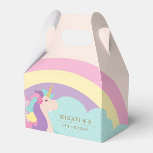 Cute Unicorn Rainbow Pastel Gable Favor Box