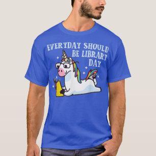 Cute Unicorn Reading Book Librarian Lover Library T-Shirt