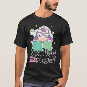 Cute Unicorn Reading Is Magical Reader Book T-Shirt