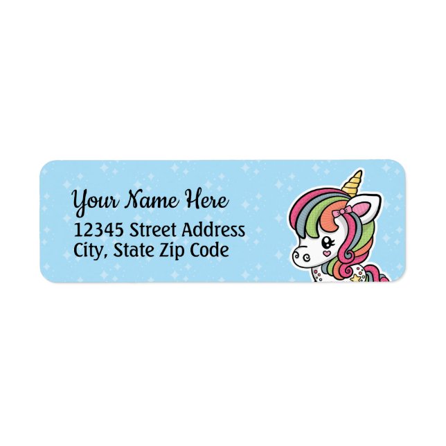 Cute Unicorn return address labels (Front)