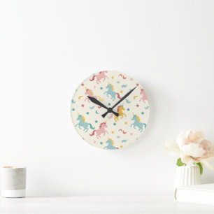 Cute Unicorn  Round Clock