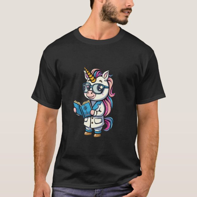 Cute Unicorn Scientist T-Shirt (Front)