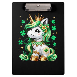Cute Unicorn Shamrock St Patricks Day  Clipboard