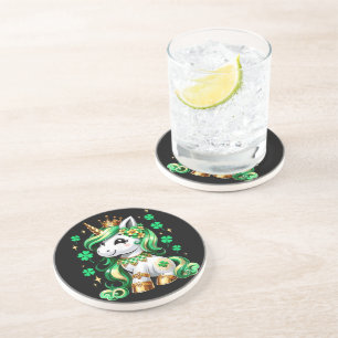 Cute Unicorn Shamrock St Patricks Day Coaster