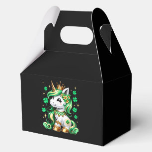 Cute Unicorn Shamrock St Patricks Day Favor Box